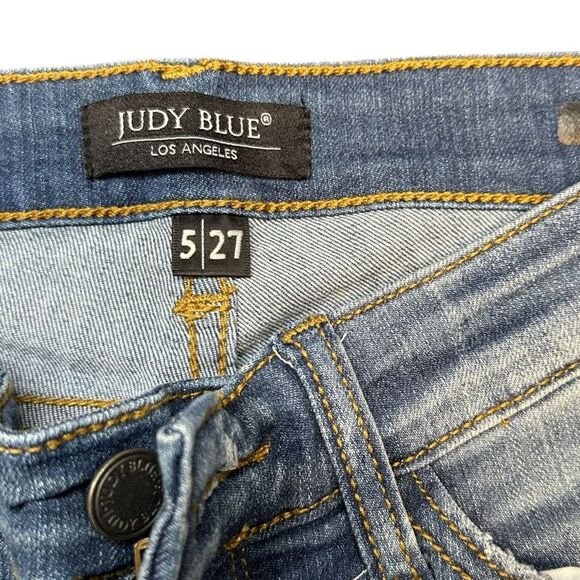 JUDY BLUE LOS ANGELES Women’s Medium Wash Distressed Skinny Fit Jeans Style #JB8 - Picture 4 of 7